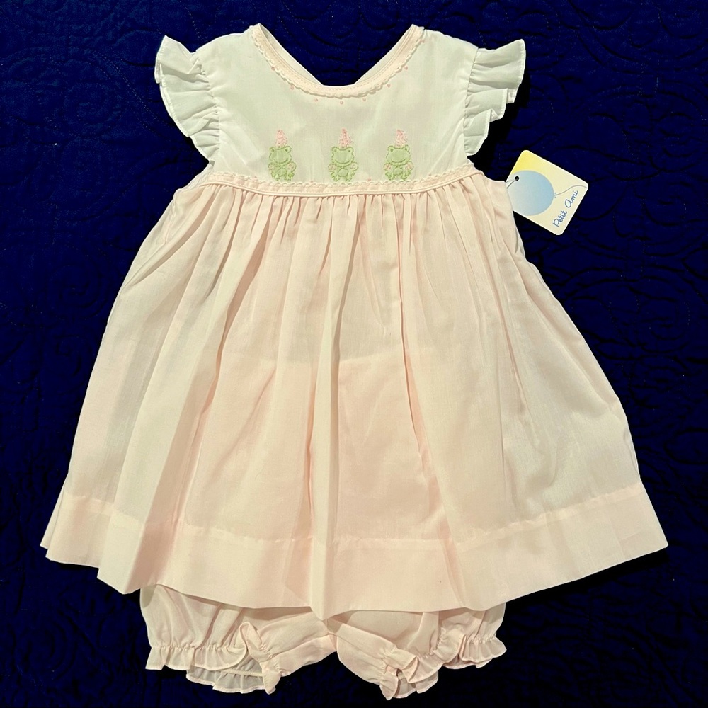 9 months Petit Ami hand embroidered dress NEW WITH TAGS